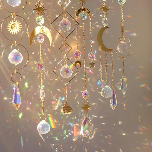 6Pieces Colorful Crystals Suncatcher Hanging Sun Catcher with Chain Pendant Ornament Crystal Balls for Window Home Garden Christmas Day Party Wedding Decoration thumbnail 6