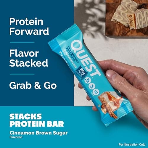 Quest Nutrition Stacks Protein Bars, Cinnamon Brown Sugar, 20g Protein, 2g Net Carbs, 1g Sugar, High Fiber, Low Sugar, Gluten Free, 12 Count thumbnail 5