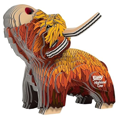 Eugy Highland Cow 3D Puzzle - 34 Piece Eco-Friendly Educational Toy Puzzle for Boys, Girls & Kids Ages 6+ - Image 1