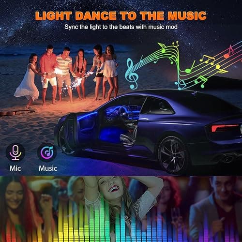 Jushope Car LED Strip Lights, USB Interior Ambient Lighting Kits with Wireless APP and RF Remote Control, 16 Million Colors Music Mode Car Decoration Lights with 315 inches 3.0mm Fiber Optic (6 in 1) thumbnail 5