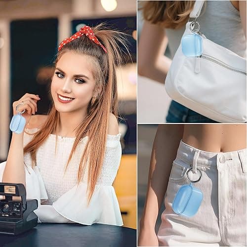 ULAK Compatible with AirPods 4 Case, Transparent Soft TPU Protective Case Cover for AirPods 4th Generation 2024 with Ring Keychain Accessories for Women Girls [Front Led Visible], Blue thumbnail 7