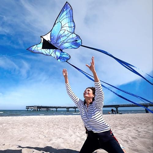 Kaiciuss Butterfly Kites for Kids and Adults, Easy to Fly Large Single Line Kite for Boys and Girls - 55" x 28" Beach Kite for Beginners, 300ft String Handle Included thumbnail 3