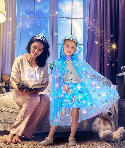 DOLNOW Princess Dress Up for Girls, Unicorn Light up Princess Cape Princess Dress Costume Crown Gift for Girls 3 4 5 6 thumbnail 2