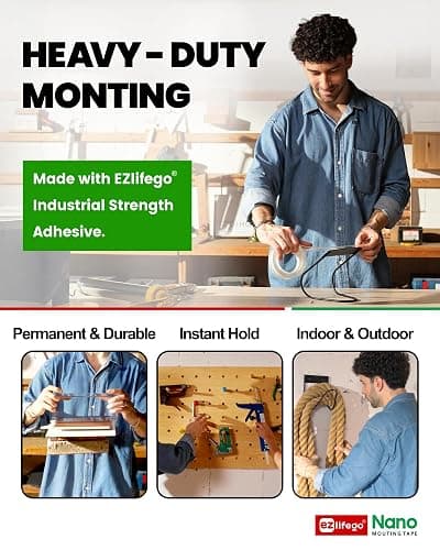 EZlifego Heavy Duty Invisible Bond Nano Double Sided Mounting Tape, 9.85FT | Nano-Tech, Holds up to 72 lbs, All-Purpose, Instant Hold, Industrial-Strength Adhesive, Indoor & Outdoor Decor,Back to School thumbnail 5