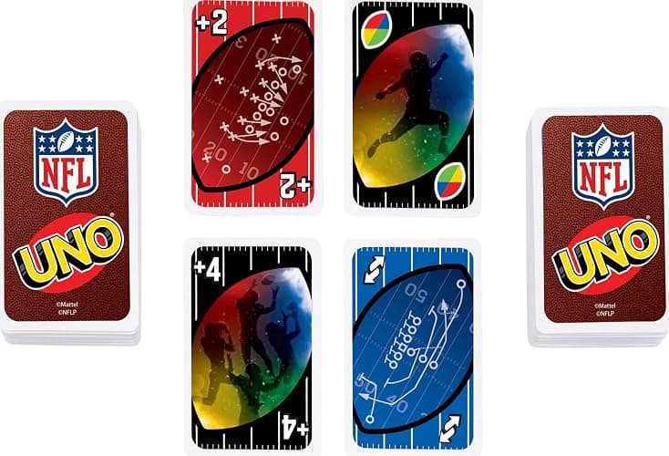 Mattel Games UNO NFL Card Game in Storage Tin Box for Kids, Adults, Parties & Travel with NFL Team Logos & Special Rule (Amazon Exclusive) thumbnail 4