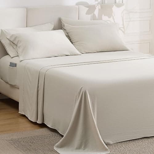Bedsure Deep Pocket Queen Sheets - 6 Piece, Prewashed Ultra-Soft Queen Sheet Set, Fits Mattresses Up to 18 Inches Thick, Breathable & Secure Fit, Hotel Luxury Bedding, Linen thumbnail 2
