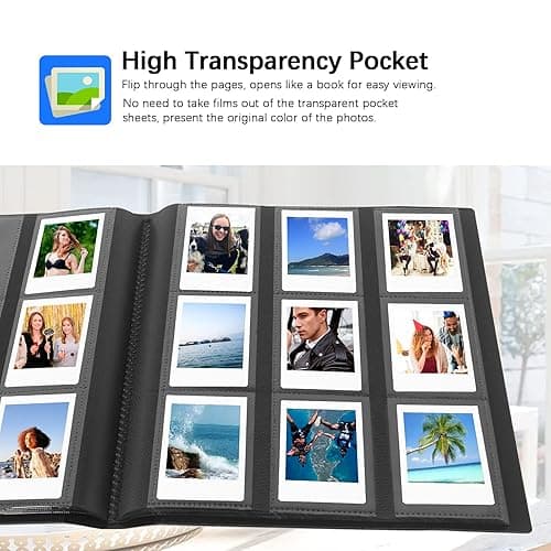 432 Pockets Photo Album for Fujifilm Instax Mini Camera, Polaroid Camera, for Fujifilm Instax Mini 12 11 9 40 99 90 8 7 Evo LiPlay Instant Camera, Polaroid Snap PIC-300 Z2300 Instant Camera (Black) thumbnail 6