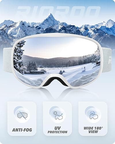 RIOROO Skibrille, Snowboard Brille für Brillenträger Herren Damen Erwachsene Jugendliche Doppel-Objektiv 105% UV-Schutz Kompatibler Helm Anti Fog Skibrillen für Skifahren Motorrad Fahrrad Skaten thumbnail 3