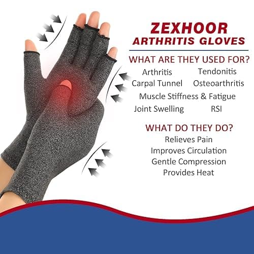 Zexhoor 2 Pairs Arthritis Compression Gloves for Women Men, Carpal Tunnel Pain Relief, Fingerless for Typing Both Hands - Medium - Black1+pink1 thumbnail 2