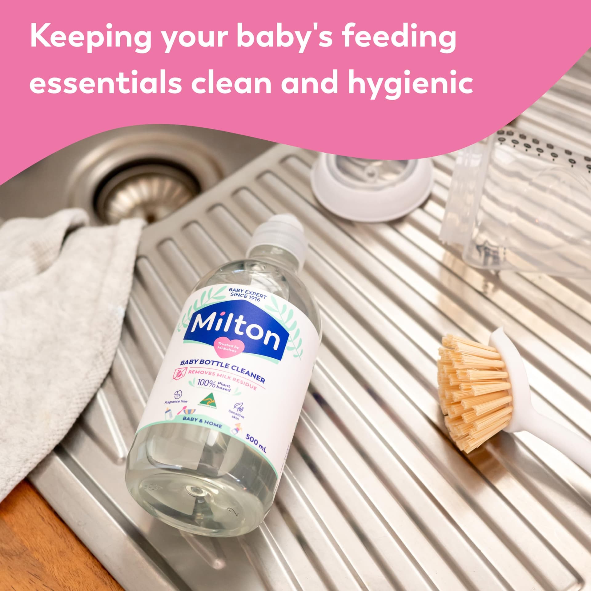 Milton Baby Bottle Cleaner ; Removes Milk Residue ; 100 Percentage Plant-based ; Australian Made ; 500ml thumbnail 5