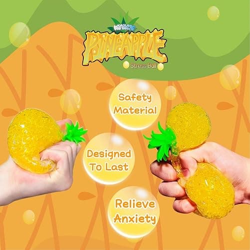 Pineapple Squishy Stress Balls (1 Pack) Stretchy Fruit Stress Relief Squishy Ball for Adults, Vase Filler, Home Decoration, Ideal for Relax, Focus, Christmas Decoration, Easter Basket Stuffers thumbnail 3