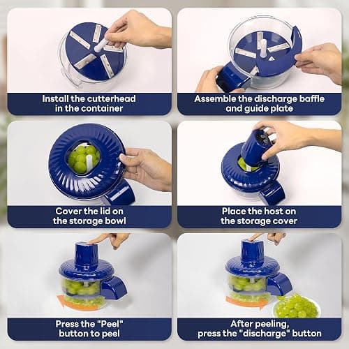 Foneso Fruit Peeling Machine, One-Touch Peeling & Auto-Ejection, Automatic Tomato Peeler for Grapes Plums Cherry Tomatoes, Easy to Clean with Removable Parts, Kitchen Peeler Appliances thumbnail 6