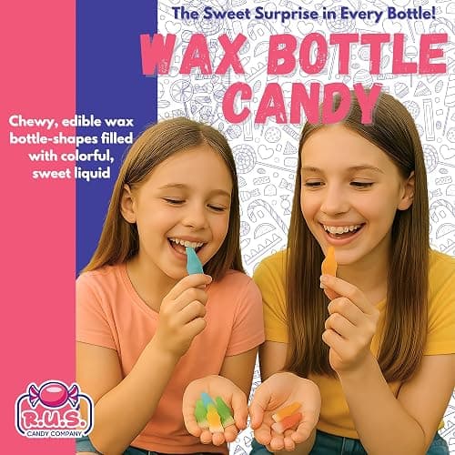 Old-Fashioned Wax Bottle Candy – 1/2 Lbs Bulk Pack – 5 Fruity Flavors (Lemon, Blue Raspberry, Orange, Cherry, Green Apple) – Retro Candy Drinks for Parties, Kids, and Nostalgic 90's Buffet (Half Pound) thumbnail 6