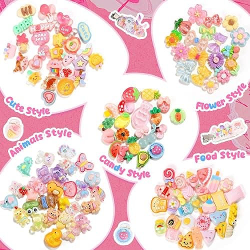 Zefy 120pcs Cute Slime Charms, No Repeating Jelly Resin Charms Flatback Charm Set, Kawaii Charm Bulk for Junk Case Nail Scrapbooking Crafts Making thumbnail 2