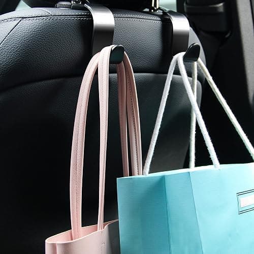 Amooca Car Seat Headrest Hook 4 Pack Hanger Storage Organizer Universal for Handbag Purse Coat fit Universal Vehicle Car Black S Type thumbnail 3