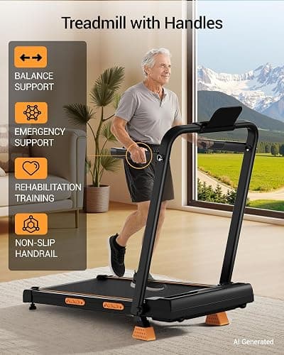 16% Incline Walking Pad Treadmill, 3-in-1 Under Desk Treadmill with Handles | Foldable, Compact, Portable Treadmills for Home Small, 2.5HP Quiet Brushless, 330 LBS Capacity, Home Office, LED Display thumbnail 5