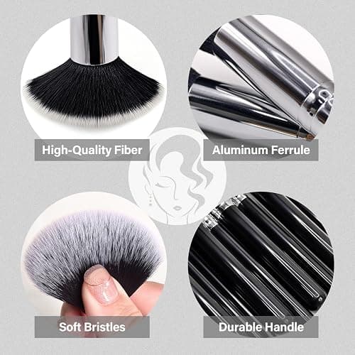 Makeup Brushes Set, Mlemle Professional 25 Pcs Makeup Kit, Include Foundation Powder Blush Concealers Eye shadows 21 Pcs Makeup Brushes and 2 Powder Puff, 2 Makeup Sponge(B01-Black) thumbnail 4