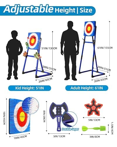 Axe Throwing Game for Backyard with Bristle Target & 12 Throwing Axes Set, Indoor & Outdoor Games for Adults, Kids & Family, Yard Games Toys, Axe Throwing Target,Dart Board,Carnival Games(Blue) thumbnail 4