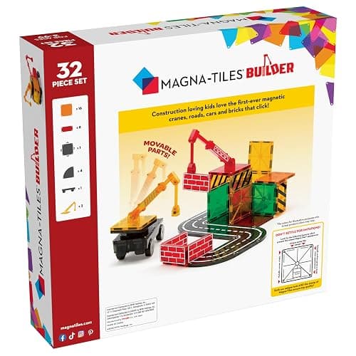 MAGNA-TILES Builder 32-Piece Magnetic Construction Set, The ORIGINAL Magnetic Building Brand thumbnail 3