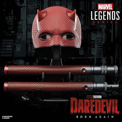 Marvel Legends Series Daredevil: Born Again Premium Roleplay Mask and Billy Club, Red | Marvel Legends Gears Daredevil Born Again Life Size Prop Replica - Daredevil Mask and Billy Club thumbnail 4