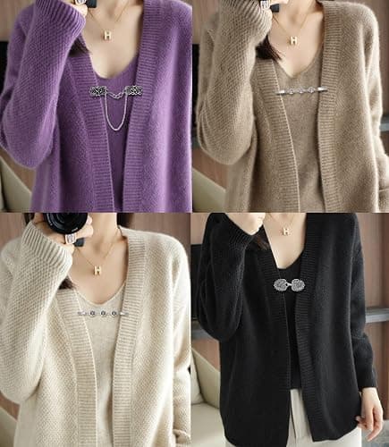 Tornito 12pcs Vintage Sweater Shawl Clips Retro Cardigan Collar Shirt Waist Dresses Chain Clip Antique Flowers Pattern Brooch Pins for Women thumbnail 3