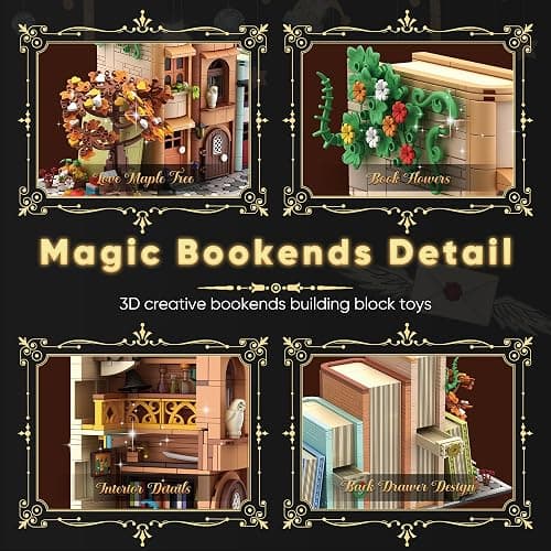 Bookend Magic House Building kit, Home Decorative Bookends for Building Block Toy, Cool Bookshelf Organizer and Home Decor, for Kids & Adult Collector 1488pcs thumbnail 5