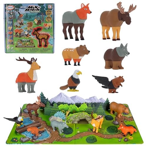 Popular PLAYTHINGS Mini Mix or Match Forest Animals, Magnetic Toy Set with Pop-up Playmat, Set of 7 - Image 1
