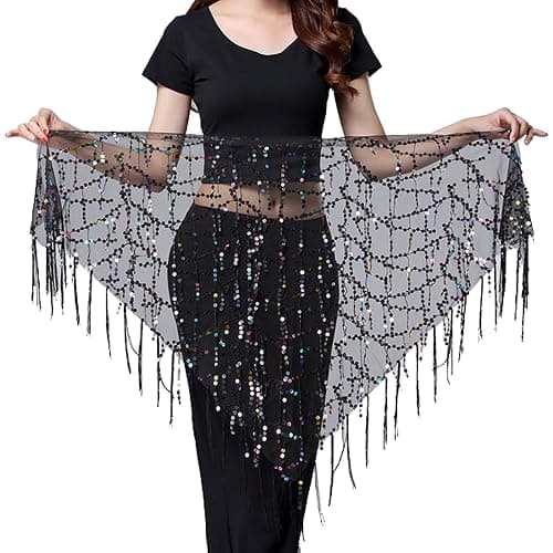 Wuchieal Women's Belly Dancing Belt Colorful Waist Chain Belly Dance Hip Scarf Belt - Image 1