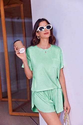 Ekouaer Womens Pajama Sets Sexy Lounge Sets Side Split Short Pj Sets | Cute Pjs,Sexy Loungewear Set,Coquette Pajamas,High Split Matching Sets,Sleepwear for Gifts,Party,Sleepovers,Honeymoon thumbnail 5