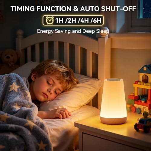Auxmir Night Light, LED Touch Bedside Table Lamp, Remote Control Dimmable Light with RGB Color Changing, USB Rechargeable, Portable Lamp for Children, Kids, Bedroom, Living Room, Camping thumbnail 5