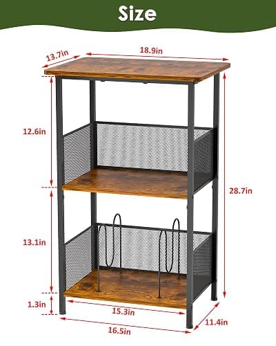 Honkazita Record Player Stand 3-Tier, Vinyl Record Storage up to 200 Albums, Record Player Table Vinyl Holder, Space-Saving Turntable Stand End Table for Bedroom & Living Room thumbnail 2