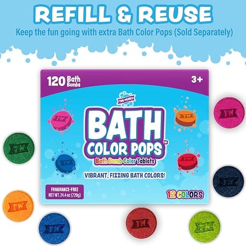 Tub Works® Bath Color Brush™ Kids Bath Bomb Set | Nontoxic & Fragrance-Free | Use Brush to Paint Water with Vibrant, Fizzing Colors | Fun BathBombs for Kids Bath | Creative Bathtub Toys for Toddlers thumbnail 9