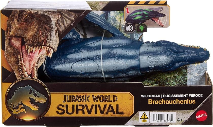 Mattel Jurassic World Wild Roar Brachauchenius Dinosaur Action Figure Toy with Chomp Attack, Light Up Feature & Roar Sound, Scan Code for Digital Play thumbnail 6