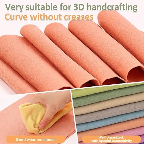 XSEINO 12 Rolls 8"x35" 1.4mm Thick Soft Felt Fabric Sheet 12 Assorted Morandi Series Colors Felt Pack for DIY Craft Sewing Squares Nonwoven Patchwork thumbnail 5