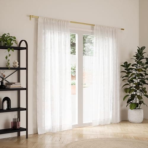 Umbra Cappa Curtain Rod – 1-Inch Drapery Rod Extends from 66 to 120 Inches, Includes 2 Matching Finials, Brackets & Hardware, Brass, 66 to 120-inches thumbnail 7