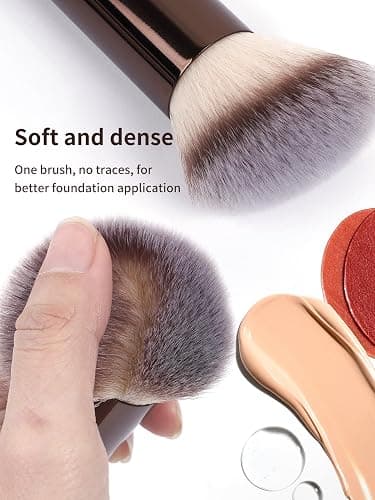 MAANGE 4 PCS Foundation Makeup Brush Set Double-ended Kabuki Contour Brush for Liquid Powder Concealer Cream Cosmetics Blending Blush Face Makeup Tools Kit (Coffee) thumbnail 2