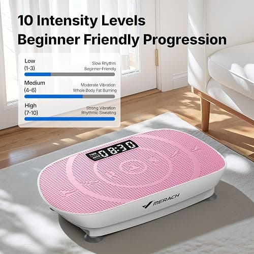 MERACH Vibration Plate Exercise Machine, Curved Vibration Plate for Lymphatic Drainage Weight Loss, Vibrating Plate with Real-Time Calorie Tracking on LED Display, Workout Equipment for Home Women Men thumbnail 5