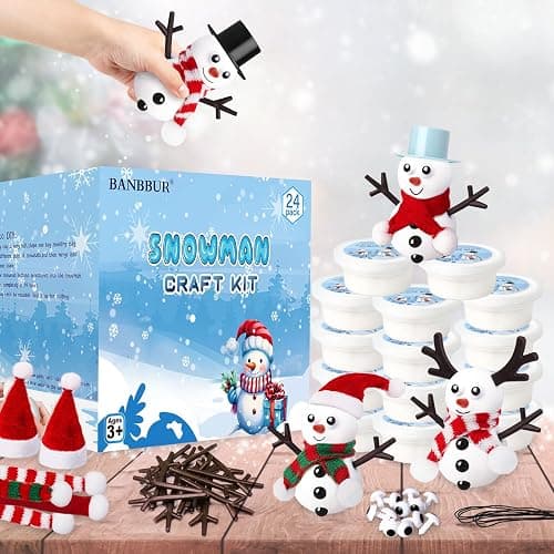 BANBBUR 24 Pack Stocking Stuffers for Kids,Christmas Crafts for Kids Bulk,Build a Snowman Kit,DIY Snowman Crafts Modeling Clay,Christmas Stocking Stuffers Gifts Activities for Boys Girls thumbnail 5