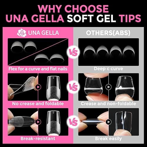 UNA GELLA Square Fake Nails 216pcs Square Press on Nails Pre-shape Clear Square Nails Tips for Full Cover Acrylic French False Nails For Nail Extension, Home DIY Nail Salon 12 Sizes False Tips thumbnail 7