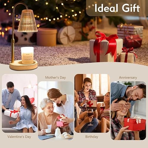 Flameless Candle Warmer Lamp with Timer: Dimmable Candle Warming Lamp with Dimmer & 2 Bulbs, Large Electric No-Flame Wax Melt Light Adjustable Height for All Size Jar Scented Candles, Home Decor thumbnail 9