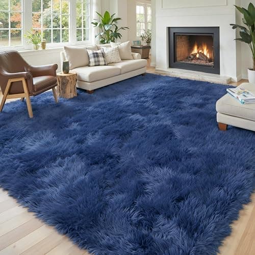 8x10 Area Rugs for Living Room Bedroom, Large Area Rug Shaggy Carpet Soft Plush Furry Bedside Rug, Rugs for Home Decor (Royal Blue, 8 x 10) thumbnail 8