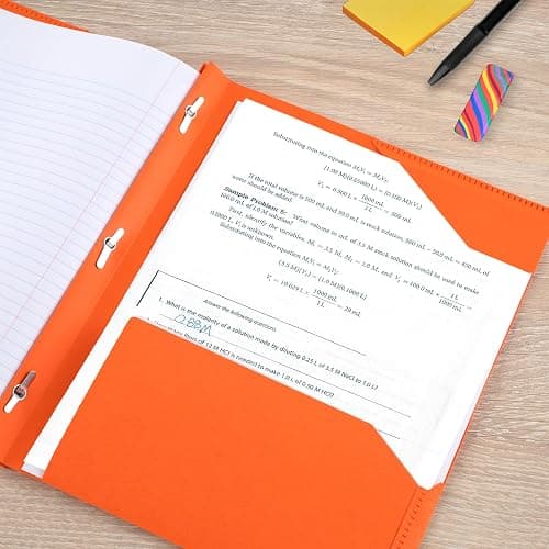 Five Star 2-Pocket Folder, Plastic Folder with Stay-Put Tabs and Prong Fasteners, Holds 8-1/2" x 11" Paper, Solar Orange (340300N) thumbnail 2