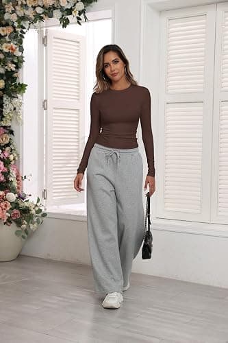 PALINDA Fitted Long Sleeve Shirts for Women Crew Neck Basic Stretchy T-Shirts Casual Layering Tee Shirt Crop Tops thumbnail 5