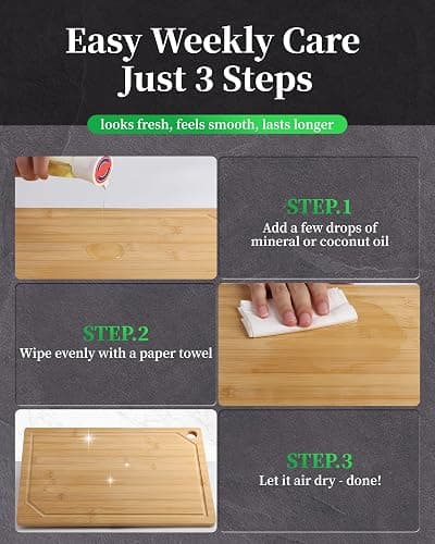 Kitsure Bamboo Cutting Board - Multi-Sizes Wooden Cutting Boards for Kitchen, Convenient Kitchen Essentials with Deep Juice Grooves， Cutting Board for Chopping & Serving, Large, Natural thumbnail 6