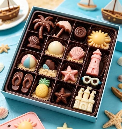 2Pcs Summer Beach Theme Silicone Molds for Chocolate, Coconut Tree Starfish Shells Beacon Pineapple Shape Candy Chocolate Mold for Tropical Summer Party Marine Jello Cookie Ice Cube Baking Mould thumbnail 3