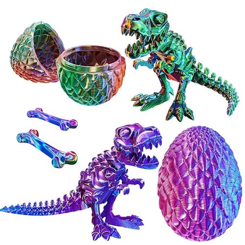 2 Packs Easter 3D Printed Dinosaur Toys for Boys 3-5 Years Skeleton T-Rex Figure with Large Storage Crystal Eggs Easter and Birthday Gifts Fidget Toys for 3 4 5 6 7 8 9 10 11 12 Years Old Boys Girls thumbnail 8