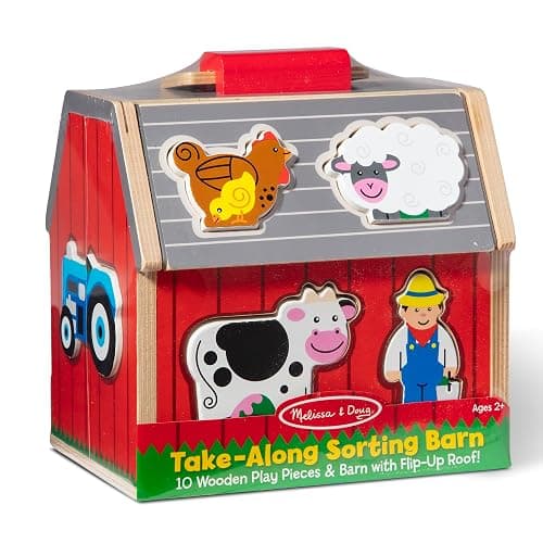 Melissa & Doug Take-Along Wooden Toy Barn, 11-Pc Portable Toddler Playset with Farm Animals & Pop-Up Roof, Preschool Learning Toys for Girls & Boys 2+ thumbnail 7
