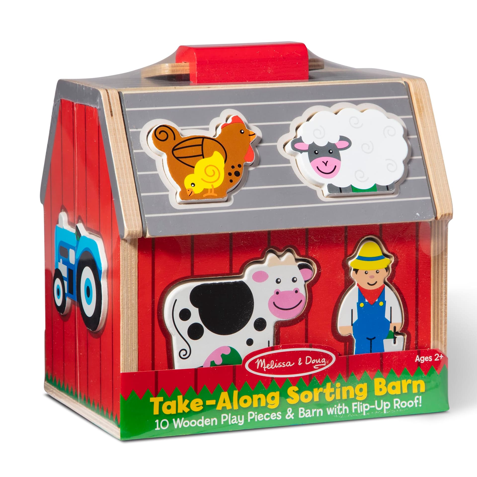 Melissa & Doug Take‑Along Sorting Barn Wooden Toy – 10 Farm Pieces in Carry Case – Ages 2+ thumbnail 7