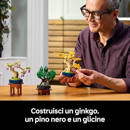 LEGO Botanicals Mini Bonsai - Piante Artificiali di Gingko, Pino Nero, Glicine e 2 Espositori - Kit di Modellismo Fai Da Te - Decorazione per la Casa - Idea Regalo per Adulti - 10373 thumbnail 5