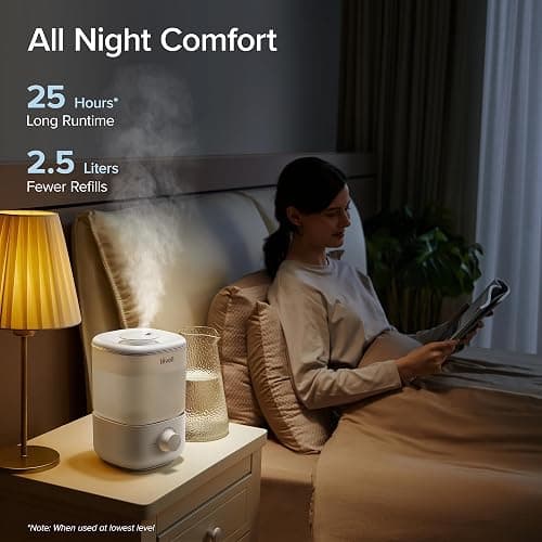 LEVOIT Top Fill Humidifiers for Bedroom, 2.5L Tank for Large Room, Easy to Fill & Clean, 26dB Quiet Cool Mist Air Humidifier for Home Baby Nursery & Plants, Auto Shut-off and BPA-Free for Safety, 25H thumbnail 4